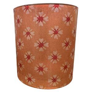 Candle Holder Glass Votive Floral Orange Flowers Anthropologie approx 3.5"x3.5"